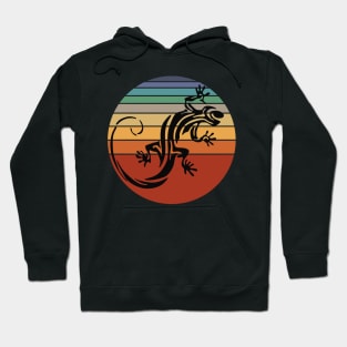 Retro 80s Tropical Sun Vaporwave Summer Cute Lizard Hoodie